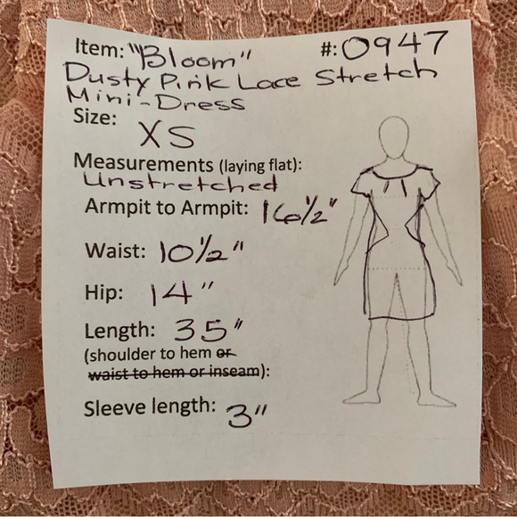 🔥5/$20🔥 “Bloom” Dusty Pink Stretch Lace Mini Dress.size XS - Picture 11 of 11